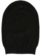 Rick Owens Ribbed Trim Beanie, Women's, Black, Virgin Wool
