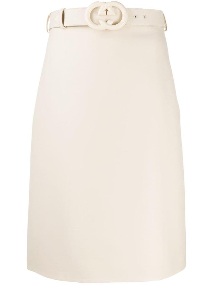 Gucci Gg Belted High-waist Skirt - White