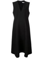 Jil Sander Flared V-neck Dress, Women's, Size: 38, Black, Silk/wool