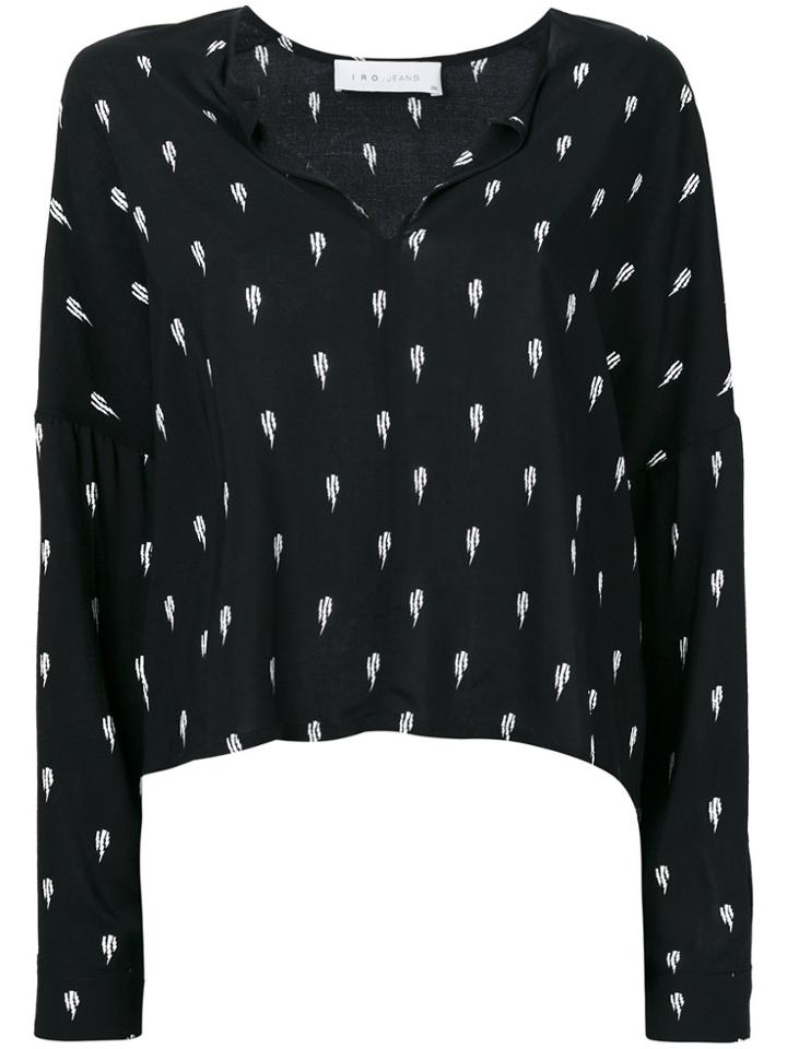 Iro Lightning Print Cropped Blouse - Black