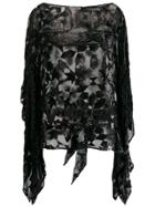 Roberto Cavalli Sheer Embroidered Blouse - Black