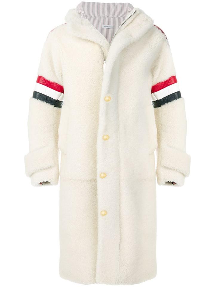 Thom Browne Articulated Dyed-shearling Hooded Parka - White