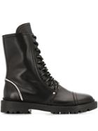 Casadei Combat Lace-up Ankle Boots - Black