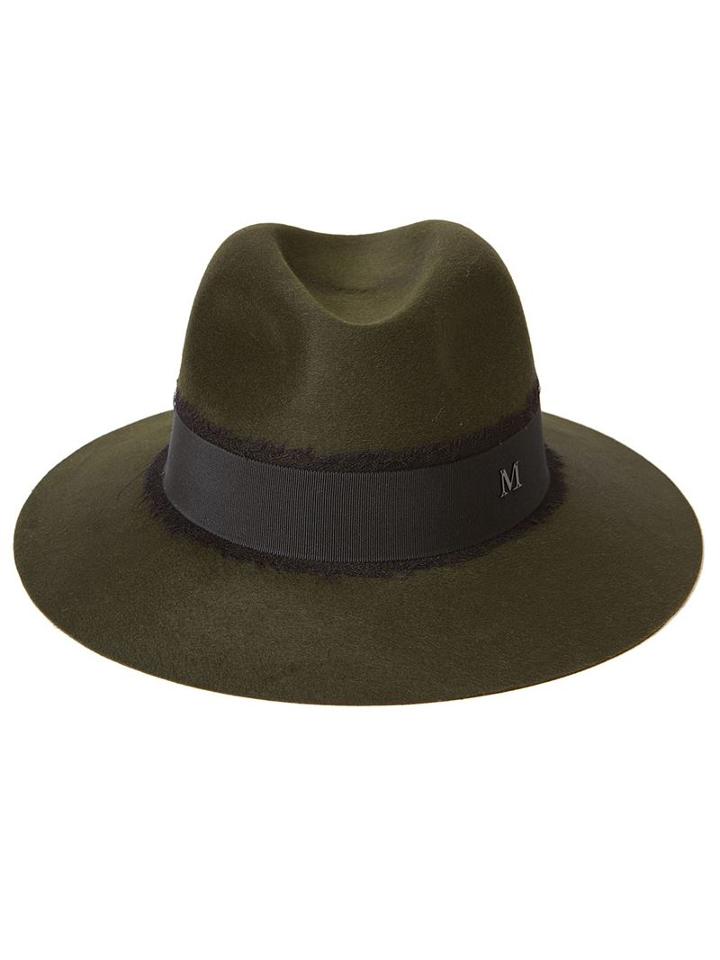 Maison Michel Henrietta Hat, Women's, Size: M, Green, Beaver Fur/silk/cotton