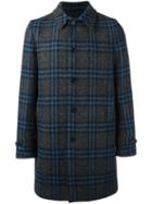 Aspesi Checked Coat, Men's, Size: Large, Blue, Cotton/cupro/wool