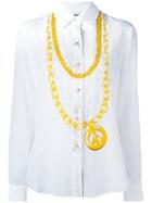 Moschino Medallion Print Shirt, Women's, Size: 44, White, Silk