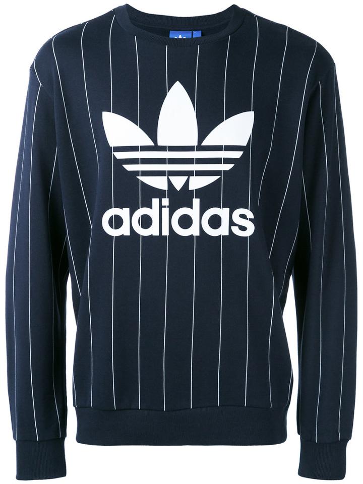 Adidas Originals - Pinstripe Logo Sweatshirt - Men - Cotton/polyester - L, Blue, Cotton/polyester