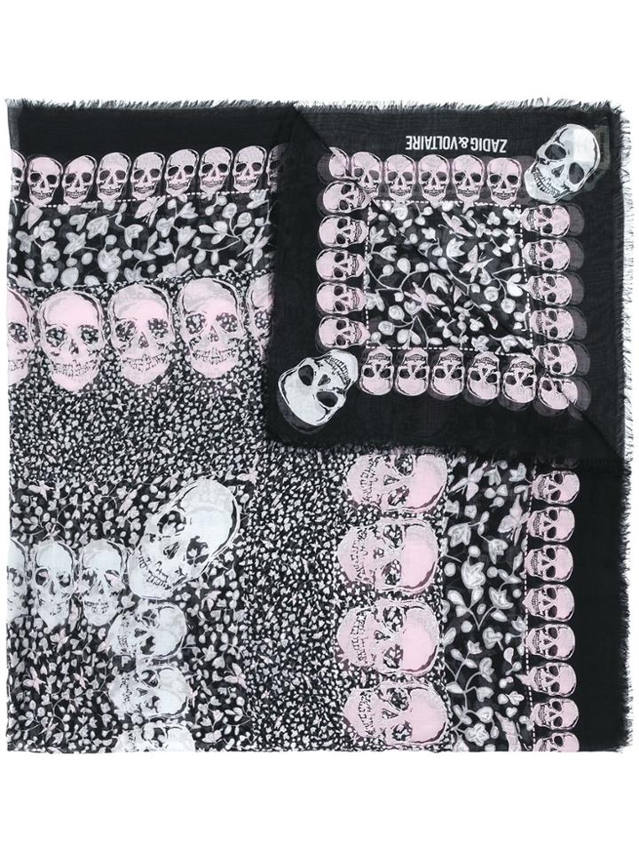 Zadig & Voltaire Logo Skull Scarf - Black