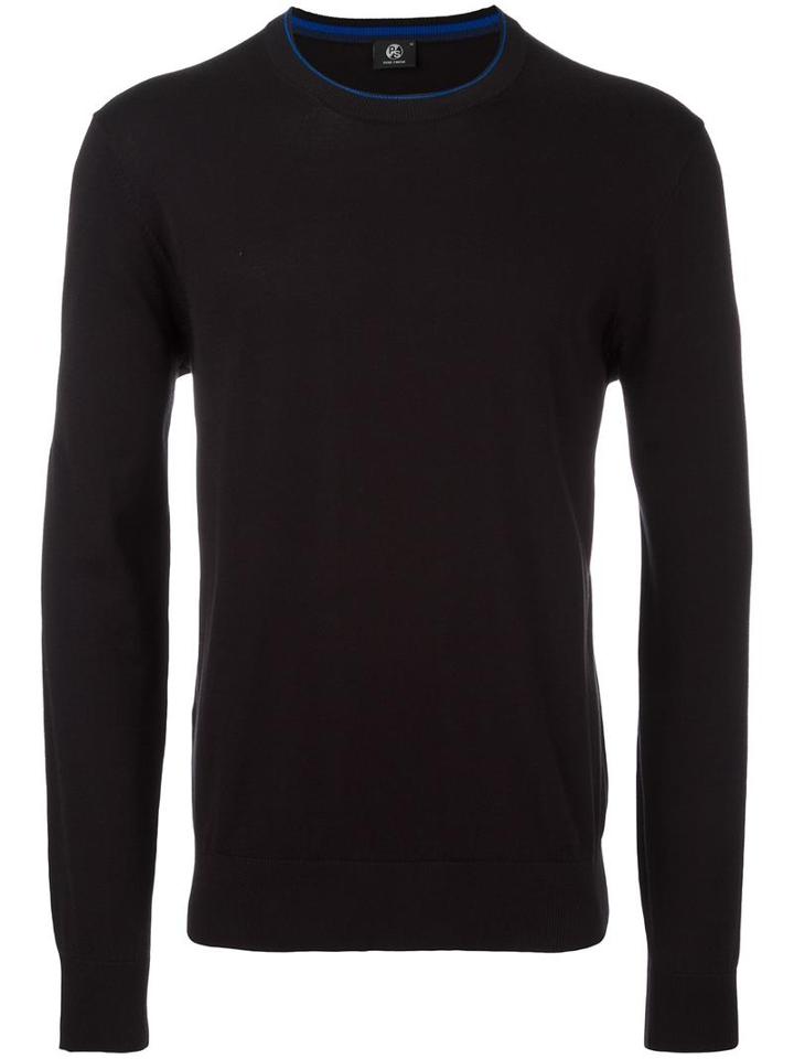Ps By Paul Smith Ribbed Trim Jumper, Men's, Size: Medium, Blue, Cotton