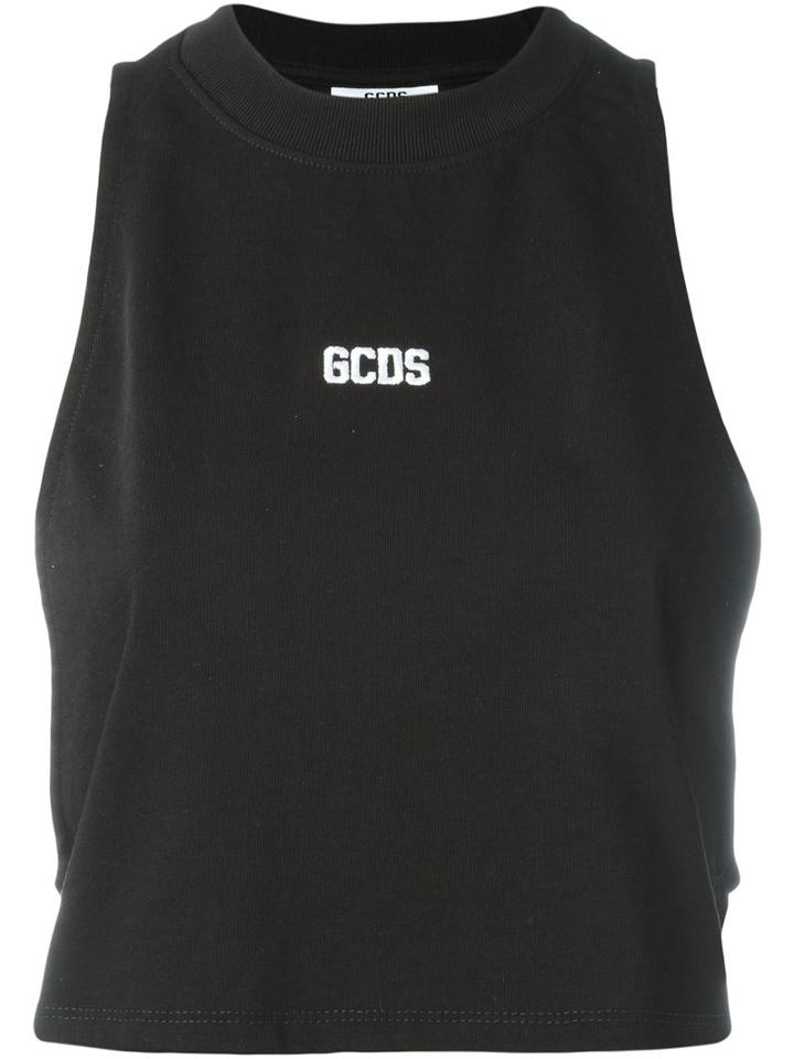 Gcds Logo Print Top, Women's, Size: Xs, Black, Cotton