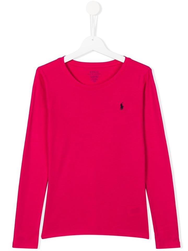 Ralph Lauren Kids Logo Embroidered T-shirt, Girl's, Size: 14 Yrs, Pink/purple