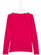 Ralph Lauren Kids Logo Embroidered T-shirt, Girl's, Size: 14 Yrs, Pink/purple
