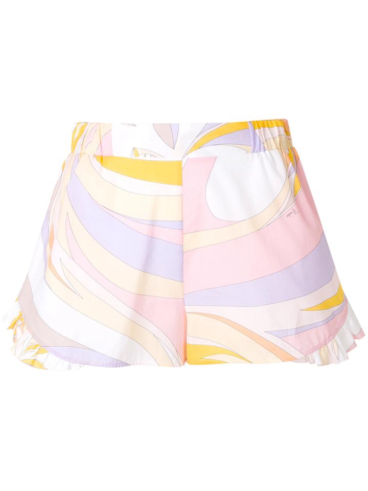 Emilio Pucci Ruffle-trim Printed Shorts - Pink & Purple