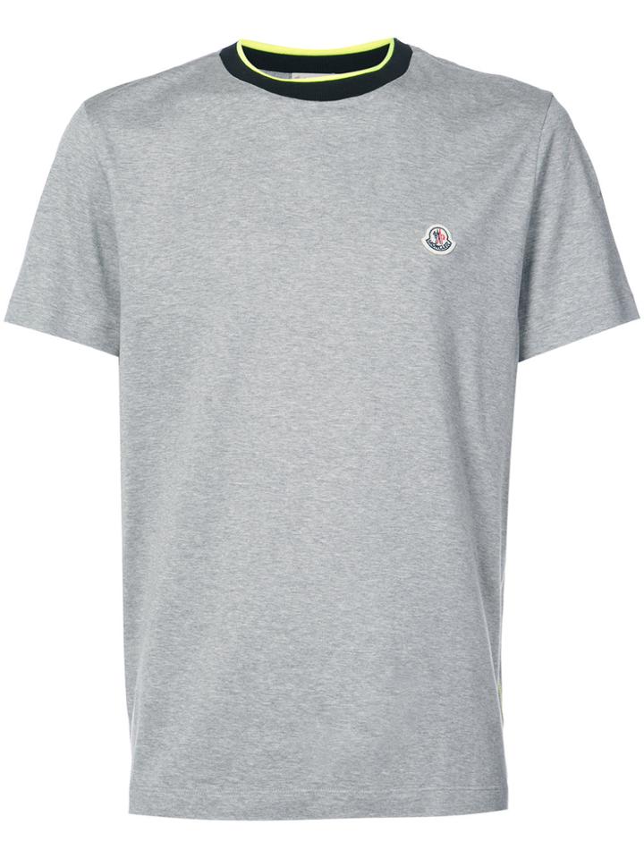 Moncler Contrast Collar Logo T-shirt - Grey