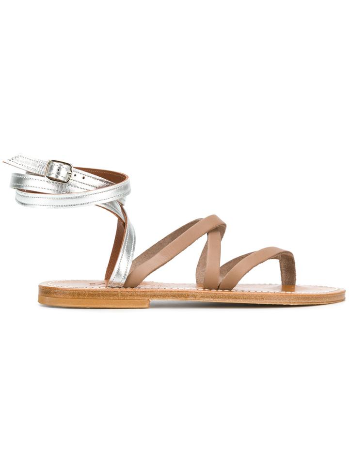 K. Jacques Strappy Bicolour Sandals - Metallic