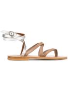 K. Jacques Strappy Bicolour Sandals - Metallic