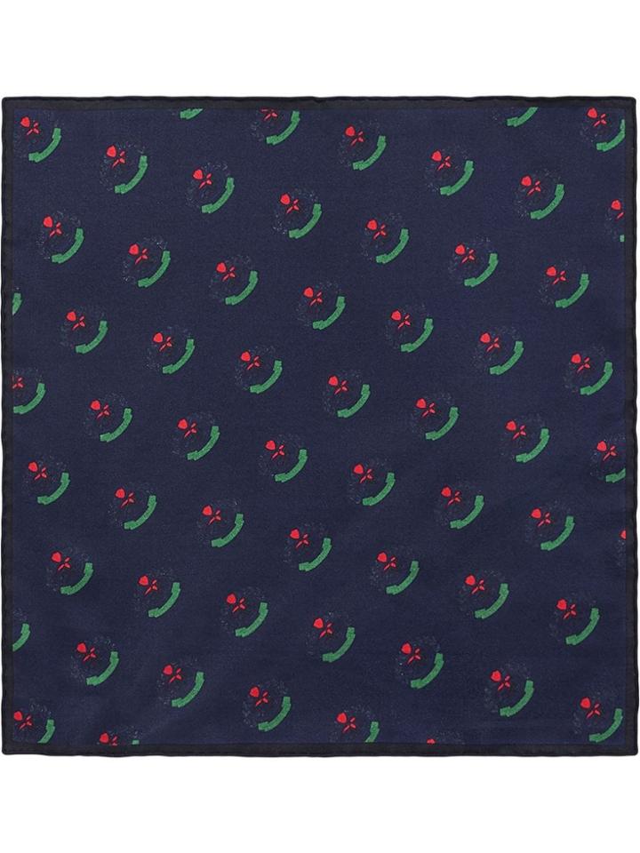 Burberry Archive Logo Print Silk Pocket Square - Blue