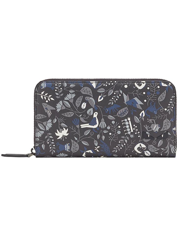 Fendi Printed Zip Around Wallet - Black