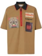 Burberry Short-sleeve Montage Print Cotton Shirt - Brown