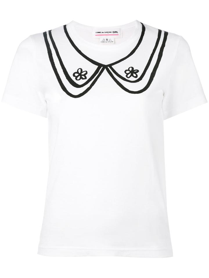 Comme Des Garçons Girl - Collar Print T-shirt - Women - Cotton - M, White, Cotton
