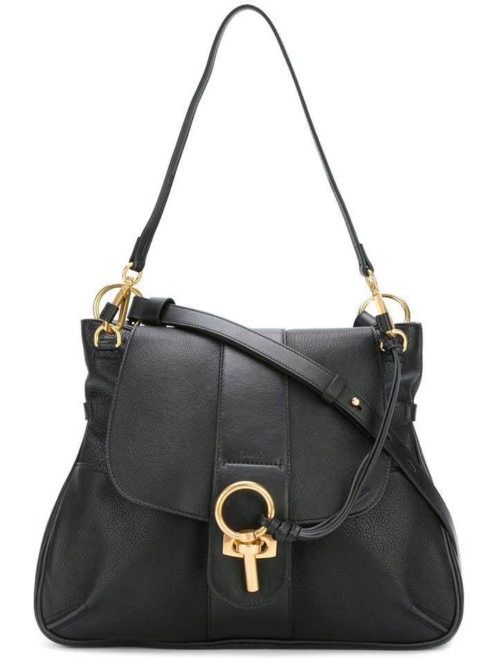 Chloé 'lexa' Tote, Women's, Black, Cotton/lamb Skin/calf Leather