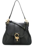 Chloé 'lexa' Tote, Women's, Black, Cotton/lamb Skin/calf Leather