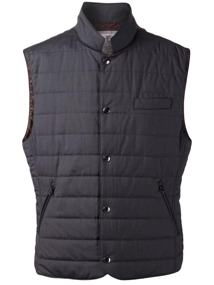 Brunello Cucinelli Padded Vest, Men's, Size: Xl, Grey, Silk/wool