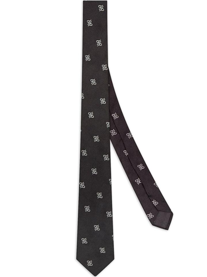 Fendi Ff Motif Silk Tie - Black