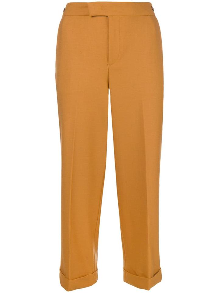 Twin-set Cropped Tailored Trousers - Yellow & Orange