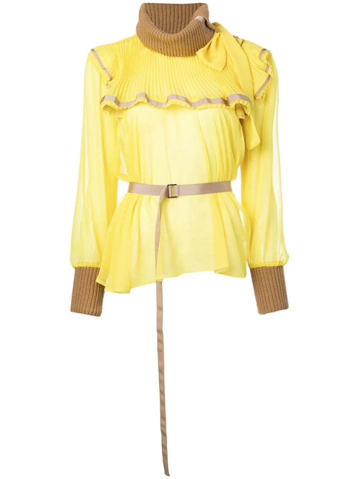 Sacai Ruffle Long-sleeve Blouse - Yellow