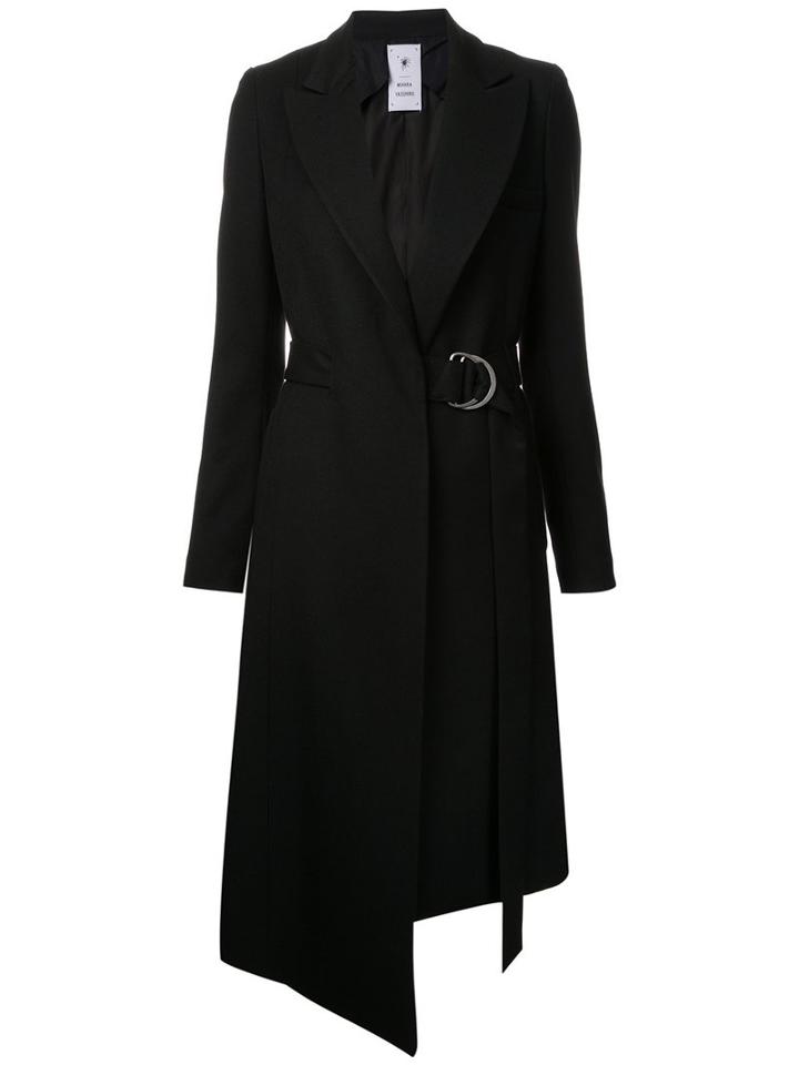 Maison Mihara Yasuhiro Belted Asymmetric Coat, Women's, Size: 36, Black, Polyester/rayon