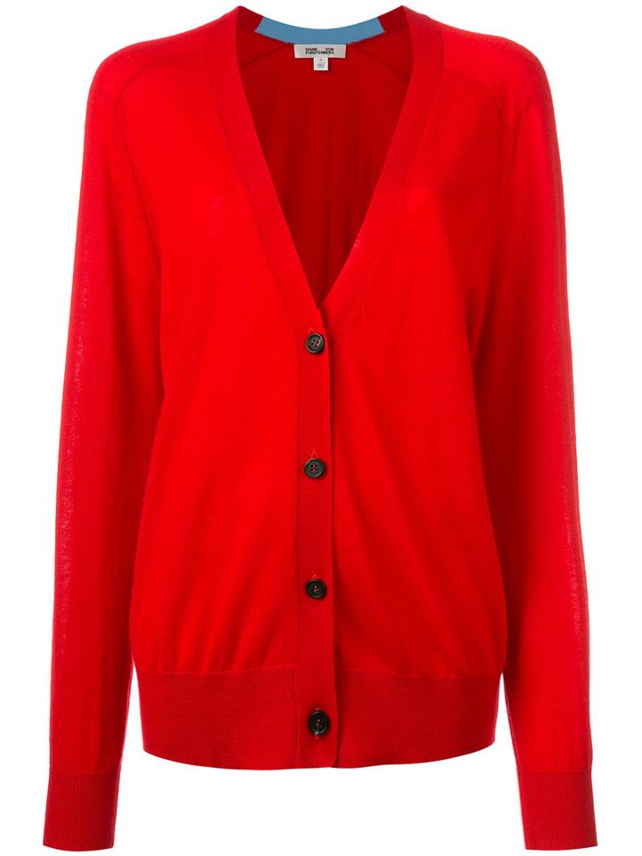 Diane Von Furstenberg Button-up Cardigan, Women's, Size: Xs, Red, Cashmere