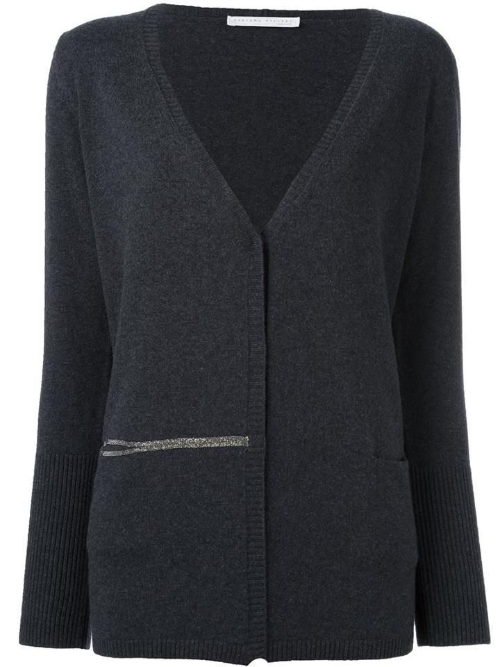 Fabiana Filippi Embellished Cardigan, Women's, Size: 42, Grey, Silk/cashmere/merino