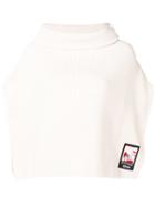 Moschino Knitted Roll Neck Poncho - White