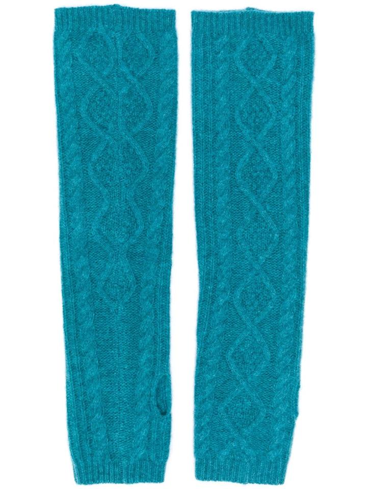 Pringle Of Scotland Cable Knit Wrist Warmers - Green