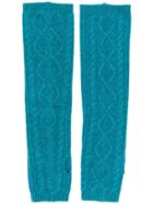 Pringle Of Scotland Cable Knit Wrist Warmers - Green