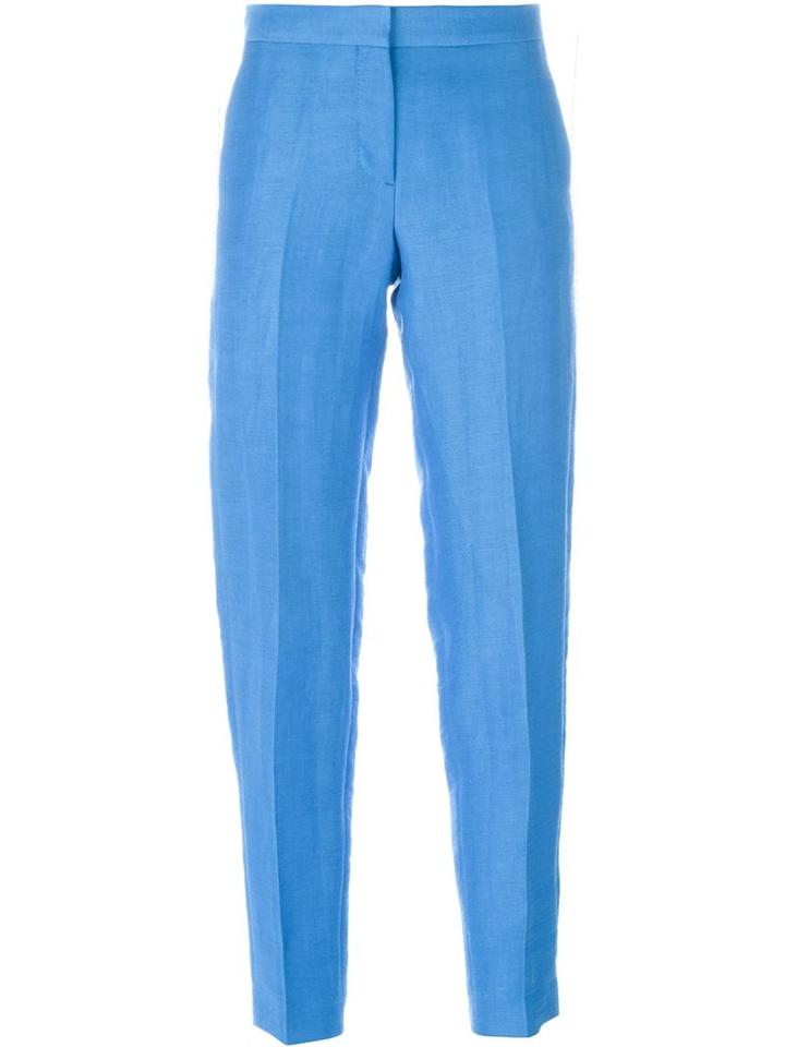 Paul Smith Black Label Cropped Tapered Trousers, Women's, Size: 40, Blue, Linen/flax/polyamide
