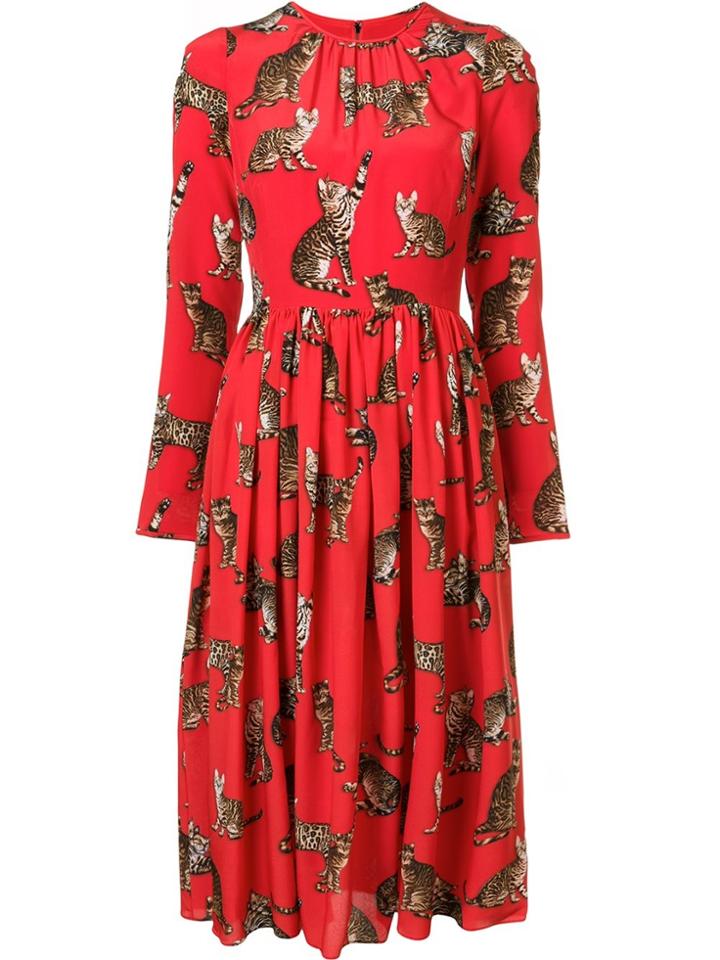 Dolce & Gabbana Cat Print Dress - Red