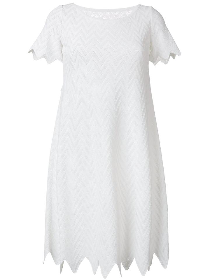Alaïa Zig-zag Flared Dress, Women's, Size: 42, White, Cotton/polyester/viscose/polyamide