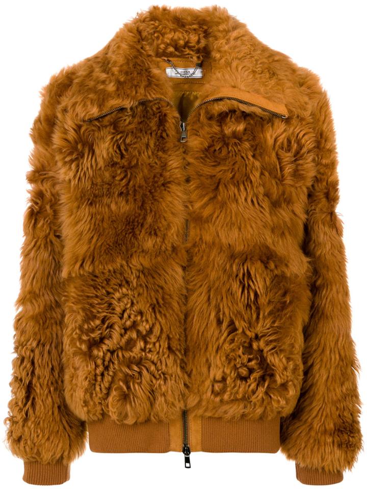 Desa 1972 Fur Zipped-up Jacket - Brown