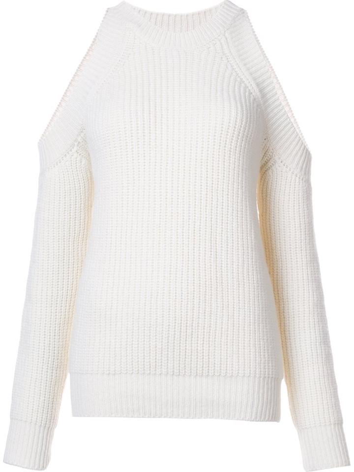 Derek Lam Cold Shoulder Ribbed Jumper, Women's, Size: Small, Nude/neutrals, Cashmere/merino