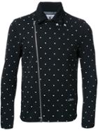Education From Youngmachines Dotted Back Quote Biker Jacket, Men's, Size: 2, Black, Polyester