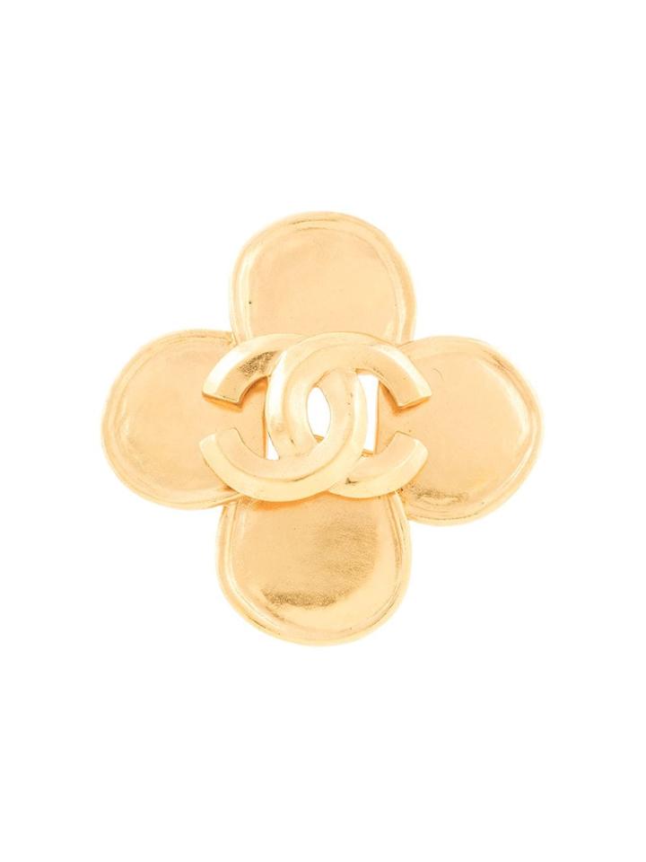 Chanel Pre-owned Cc Cloverleaf Brooch - Gold