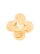 Chanel Pre-owned Cc Cloverleaf Brooch - Gold