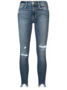 Frame Frayed Hem Skinny Jeans - Blue