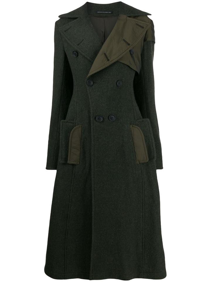 Yohji Yamamoto Flared Pannelled Coat - Green
