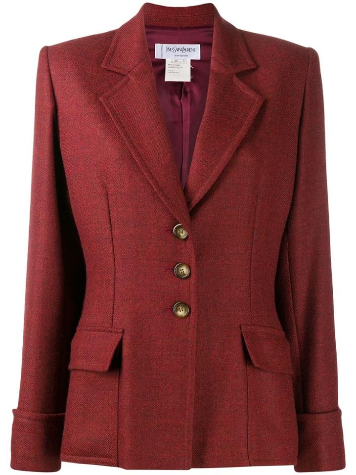 Yves Saint Laurent Pre-owned 1990s Notched Collar Jacket - Red