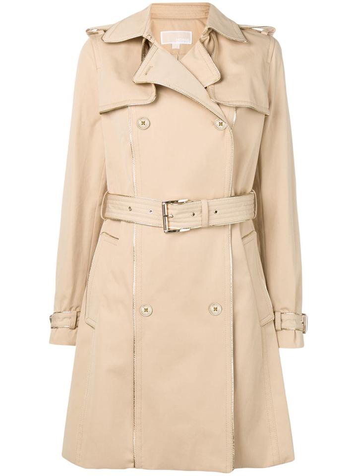 Michael Michael Kors Piped Trim Trench Coat - Neutrals