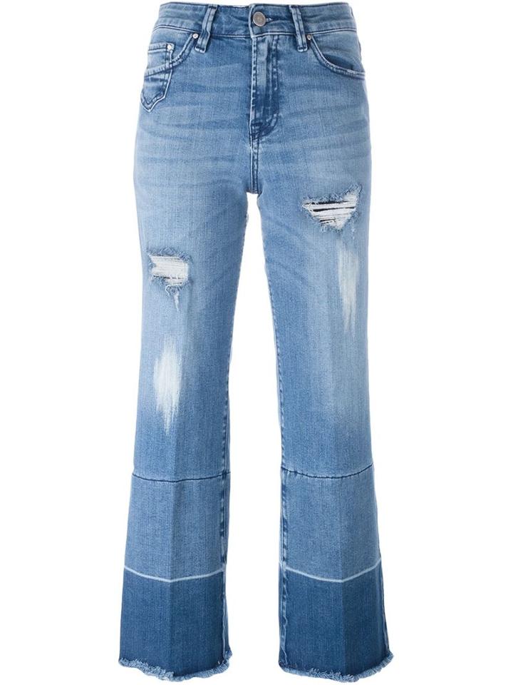 Don't Cry Distressed Bootcut Jeans, Women's, Size: 28, Blue, Cotton/spandex/elastane