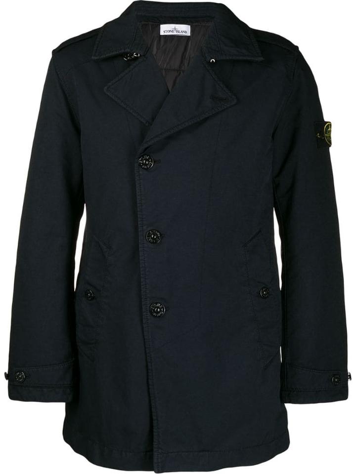 Stone Island Short Double Breasted Coat - Blue